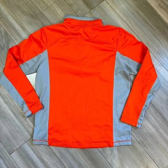 The North Face Mens 1/4 Zip Long Sleeve Pullover Bright Orange Grey M - Picture 4 of 6